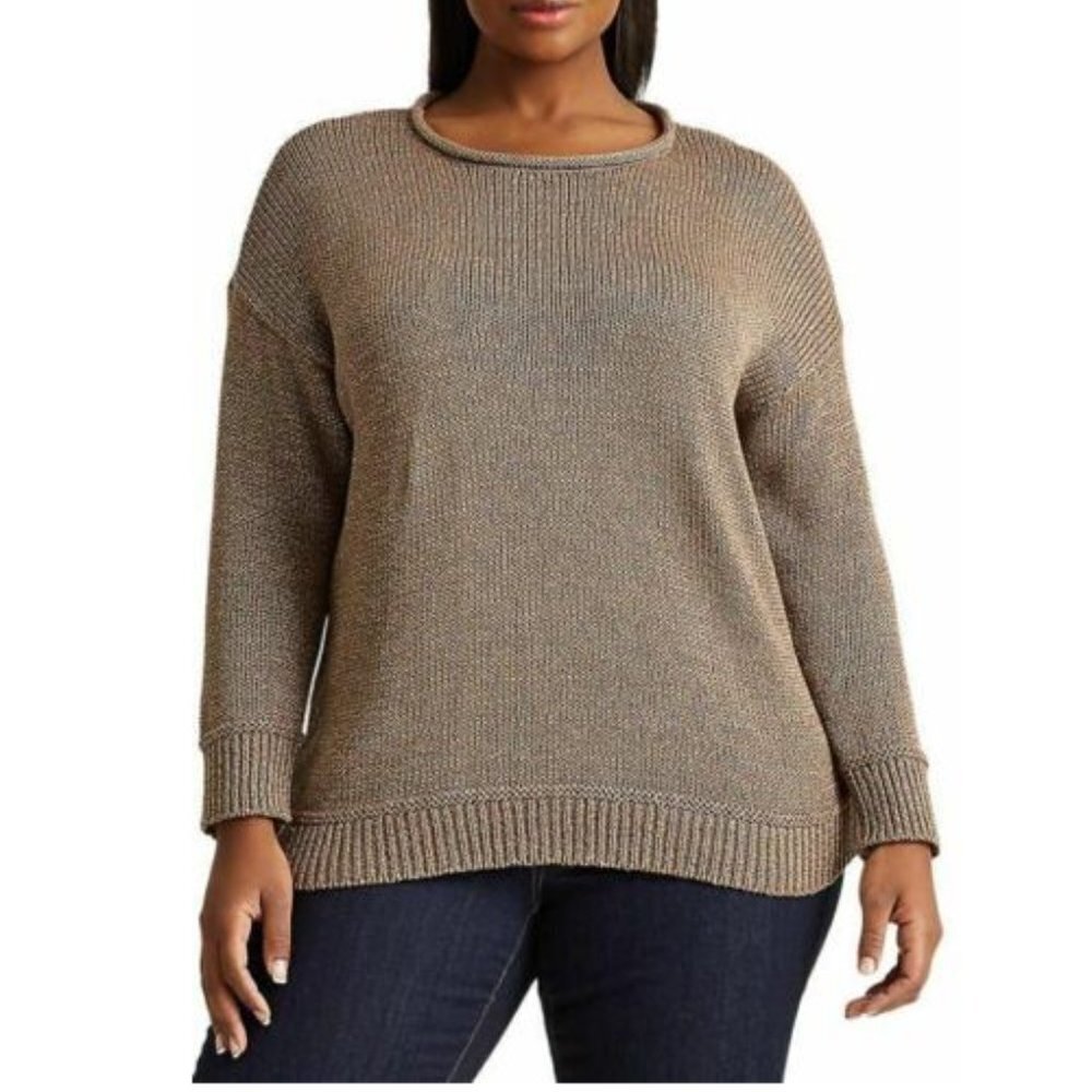 Lauren Ralph Lauren Women's Drop Shoulder Crewneck Knit Sweater Size L